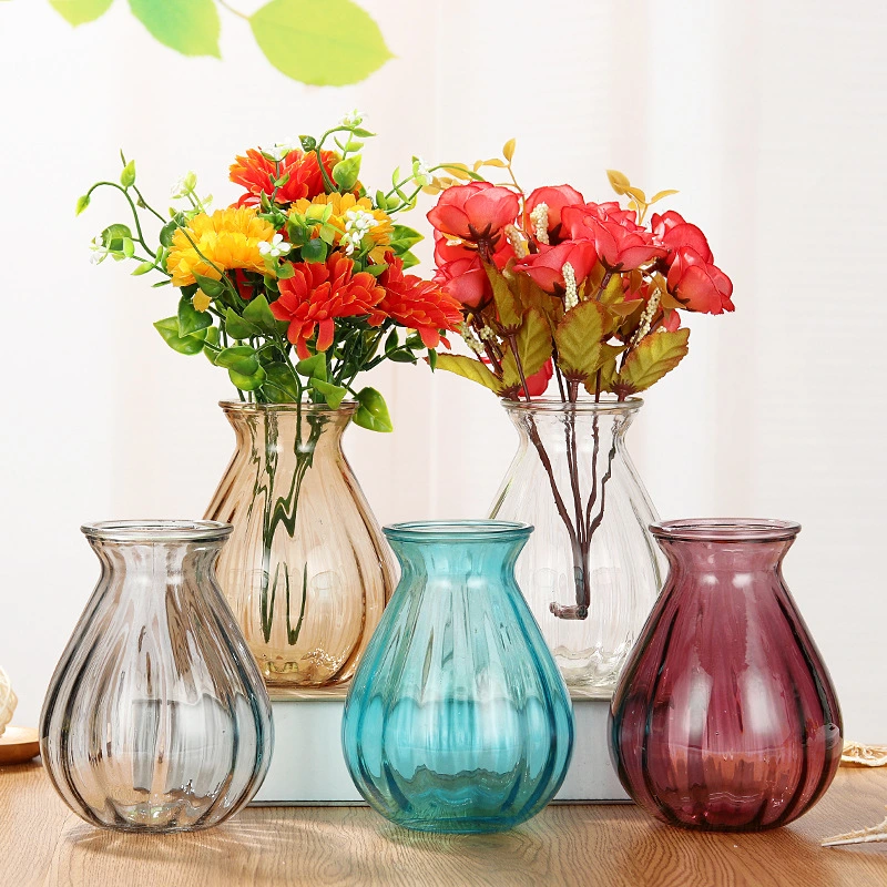 Transparent European-Style Pastoral Glass Vase in Living Room for Home Decoration