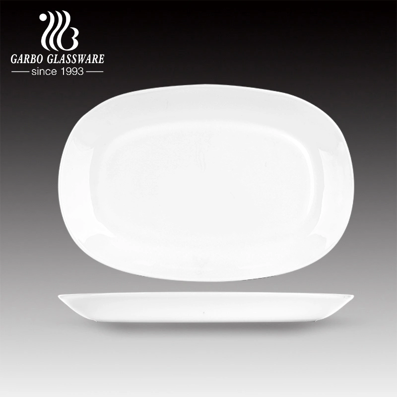 Hot Selling Oval-Shaped Opal Glass Fish Dishes Plate
