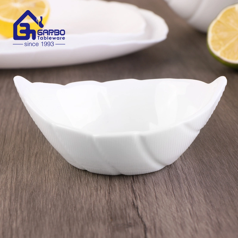 Microwave Safe Leaf Design White Opal Glass Bowls 7