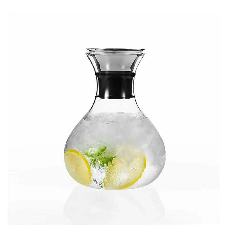 Wholesale Carafe with Stainless Steel Lid Clear Borosilicate Glass Water Pitcher Juice Jug
