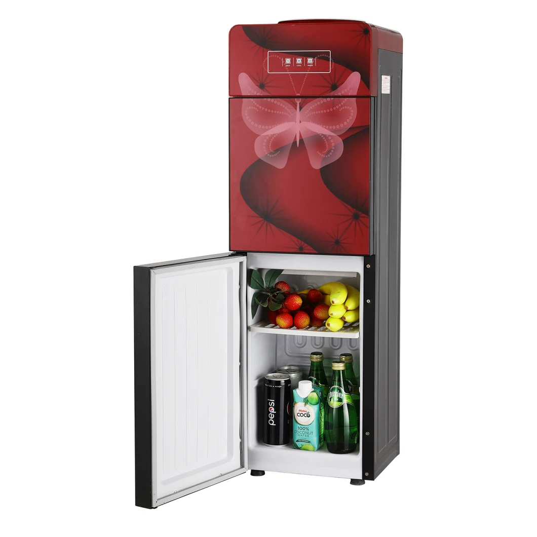 Tempered Glass Model Hot and Cold and Three Taps Water Dispenser with Refrigerator