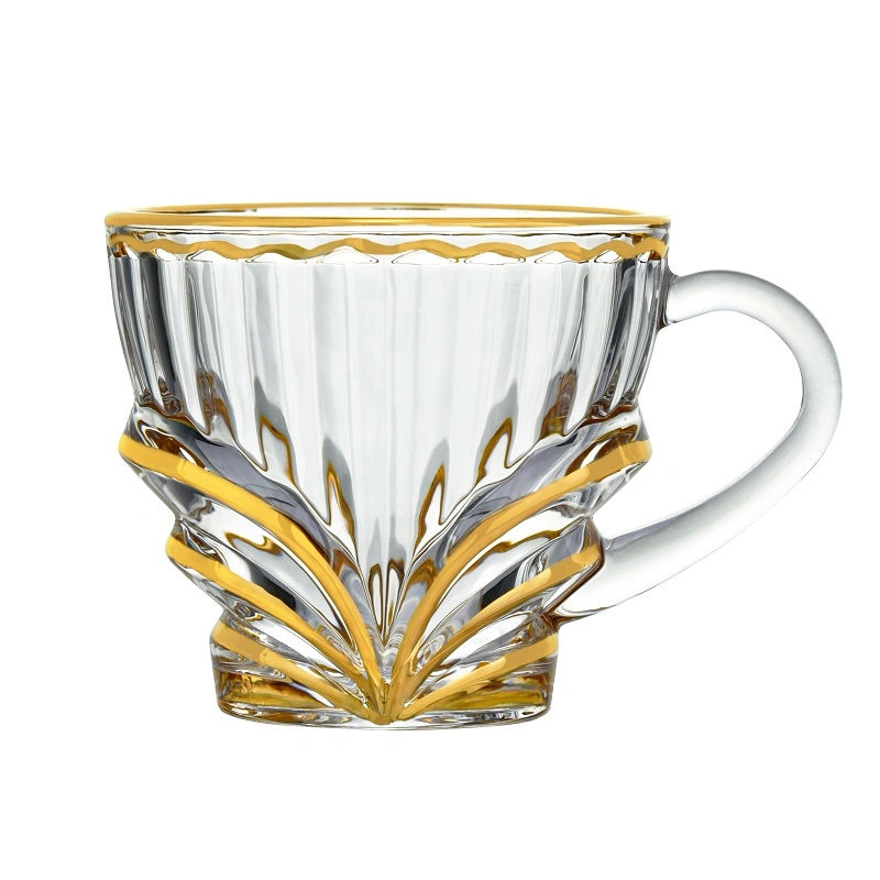 Glass Tea Cup Mug with Golden Rim