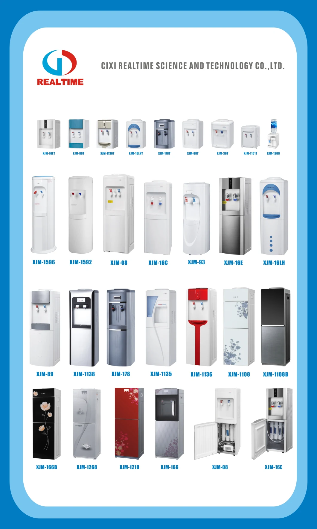 Hot & Cold Compressor Cooling Tempered Glass Water Dispenser with Cabinet/Fridge Rt-166b