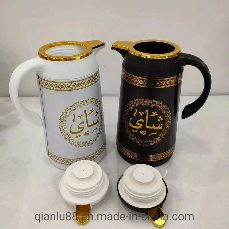 1.0L 1.5L 2L 2.5L 3L Arabic Style Vacuum Flask Metal Body Glass Thermal Insulated Water Tea Pot Arabic Tea Coffee Jug