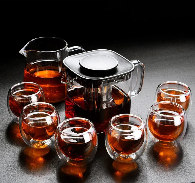 New Design Clear Heat Resistant Glass Teapot Jug with Stainless Steel Infuser Silicone Lid Coffee Tea Leaf Herbal Pot