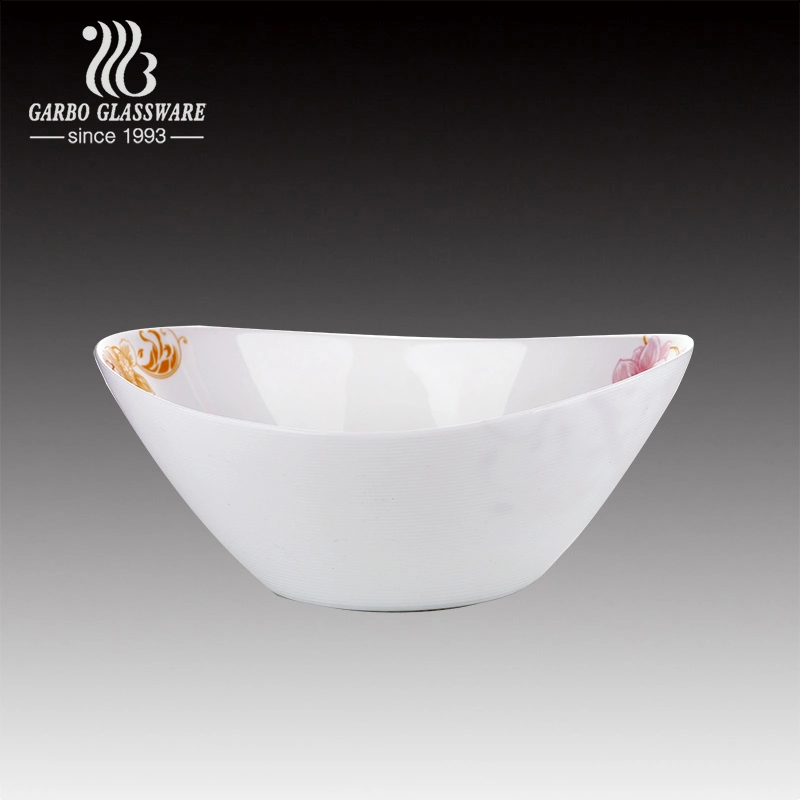 Custom Printing White Opal Glass Bowl with Decorated