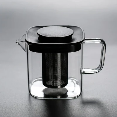 스테인레스 스틸 주입기 실리콘 뚜껑 커피 차 잎 허브 냄비와 새로운 디자인 명확한 내열 유리 주전자