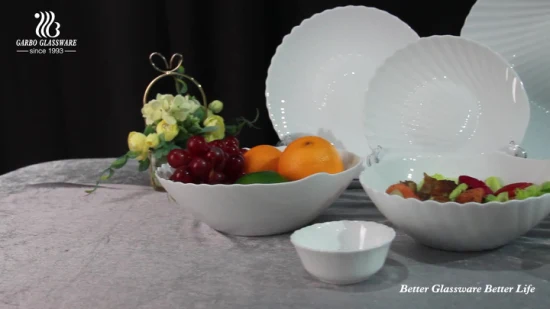 금색과 흰색 조개 유리 그릇, 오팔 유리 서빙 그릇, 과일 유리 용기, 유리 제품 세트