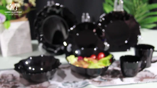 사용자 정의 패턴 꽃 무늬 디자인 라운드 블랙 오팔 유리 그릇 도매